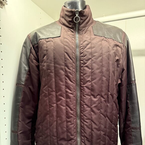 Zegna Men's Leather and Nylon Biker Jacket - Picture 1 of 14